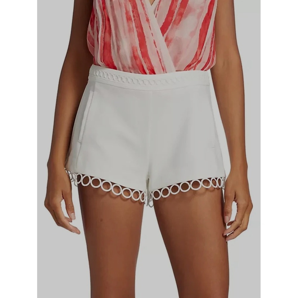Ramy Brook Dua Shorts Womens 12 Ivory Circle-Hem High Rise Stretch Boho Festival